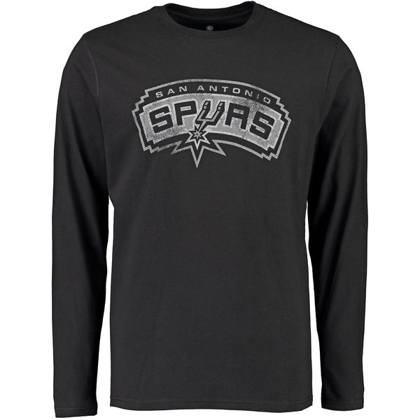 NBA Men San Antonio Spurs Distressed Long Sleeve TShirt  Black